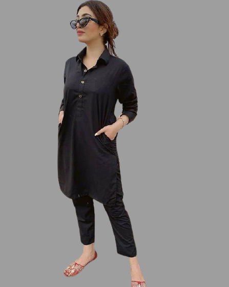 Black Stylish Kurta With Pant Set