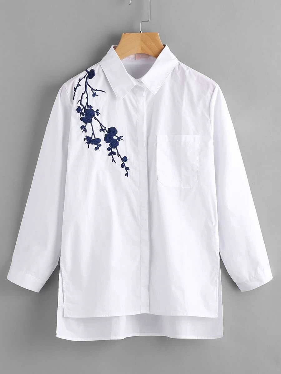 Buy White Cotton Embroidered Shirt for Women in India