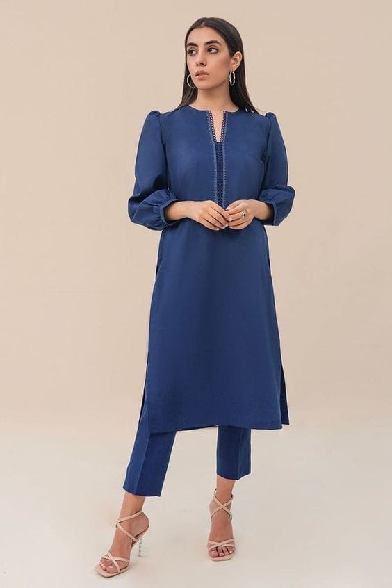 Berry Blue Kurti With Pant Set
